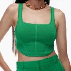 Aritzia Babaton Sculpt Knit Bustier Gloss Green Corset Tank